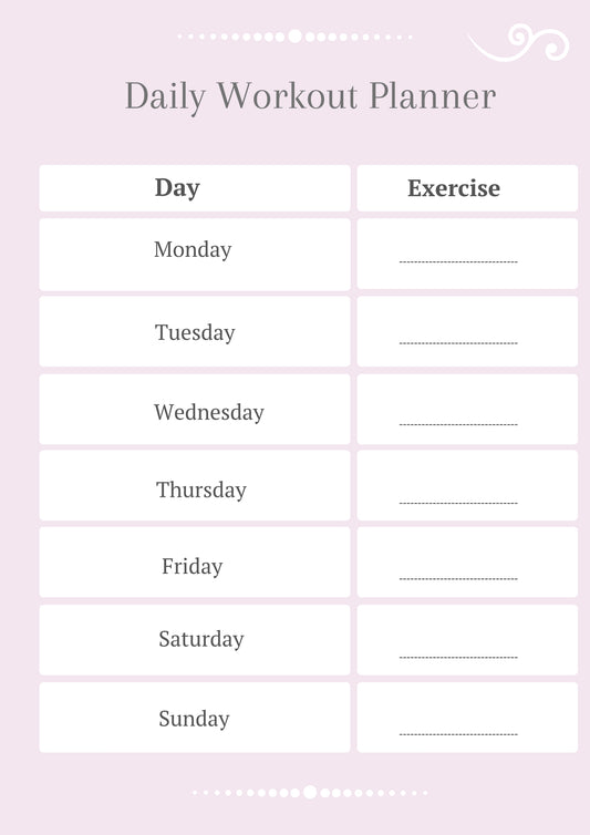 Printable Daily Workout Planner