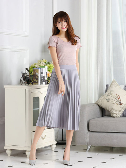 Women's A-Line Skirt Mid Length Pleated Skirt - 3 colours available