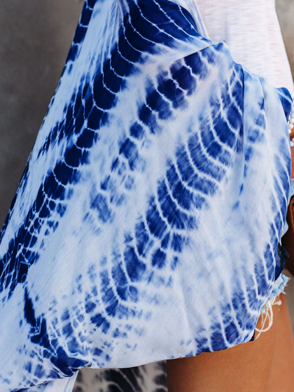 Beach Cover Up Tie Dye Graphic Print Sun Protection Cardigan Bikini Over Cover Up - 3 colours available