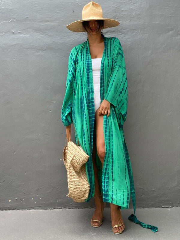 Beach Cover Up Tie Dye Graphic Print Sun Protection Cardigan Bikini Over Cover Up - 3 colours available