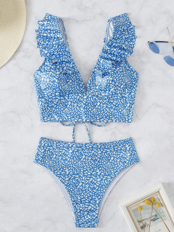 New women's lace V-neck ruffled high-waist split swimsuit bikini - 10 colours available