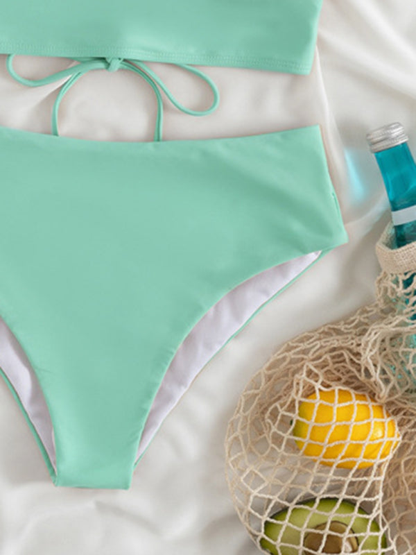 New women's lace V-neck ruffled high-waist split swimsuit bikini - 10 colours available