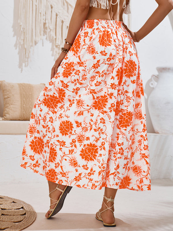 New casual holiday printed casual waist skirt - 3 colours available