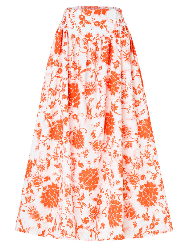 New casual holiday printed casual waist skirt - 3 colours available