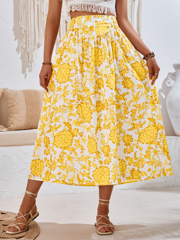 New casual holiday printed casual waist skirt - 3 colours available