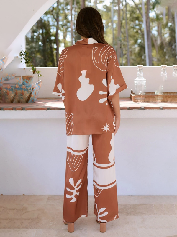 New Lapel Casual Fashion Home Loose Two-piece Set - 2 colours available