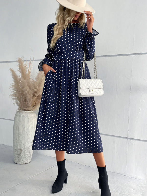 Women’s Classy Long Ruffle Sleeved Maxi Dress With Fit Waist And Flowy Skirt