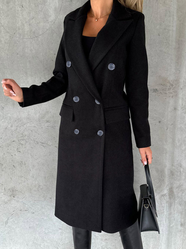 Women’s Classy Business Casual Overcoat With Button Fastens And Front Pockets
