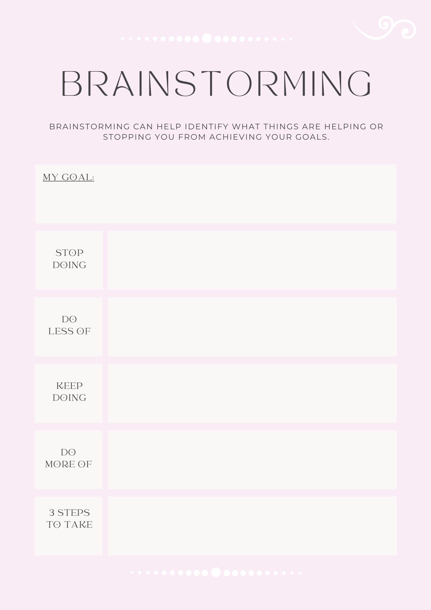 Printable Brainstorming Worksheet