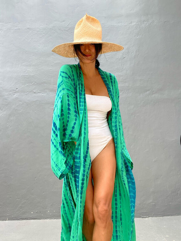 Beach Cover Up Tie Dye Graphic Print Sun Protection Cardigan Bikini Over Cover Up - 3 colours available