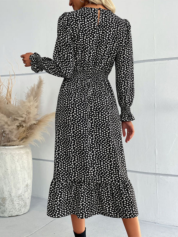 Women's Elegant Patterned Midi Boho Dress