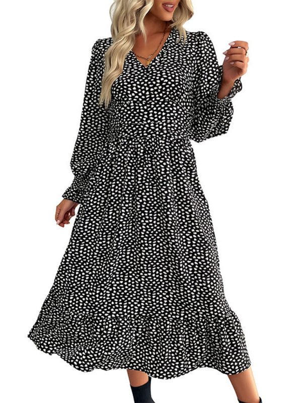 Women's Elegant Patterned Midi Boho Dress