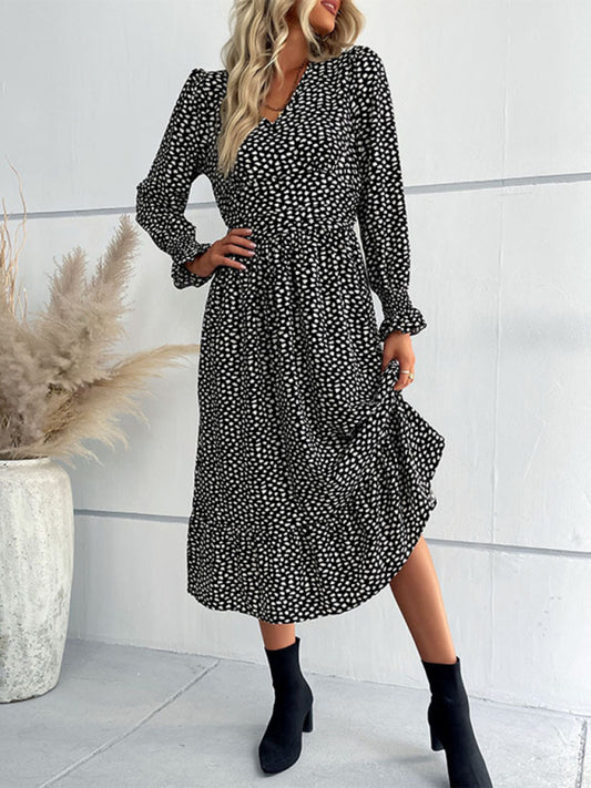 Women's Elegant Patterned Midi Boho Dress