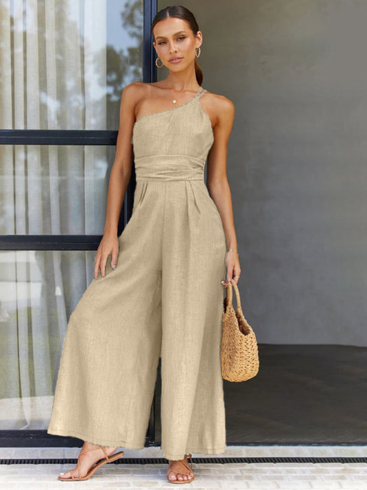 New casual, comfortable sleeveless backless loose wide-leg jumpsuit - 4 colours available