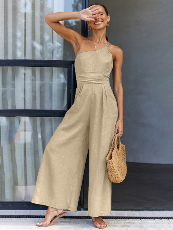 New casual, comfortable sleeveless backless loose wide-leg jumpsuit - 4 colours available