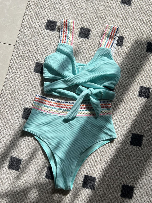 New Rainbow Ribbon Series High Waisted Two-piece Swimsuit Bikini - 5 colours available