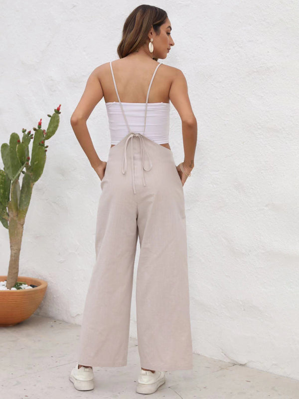 New solid color casual suspender jumpsuit - 4 colours available