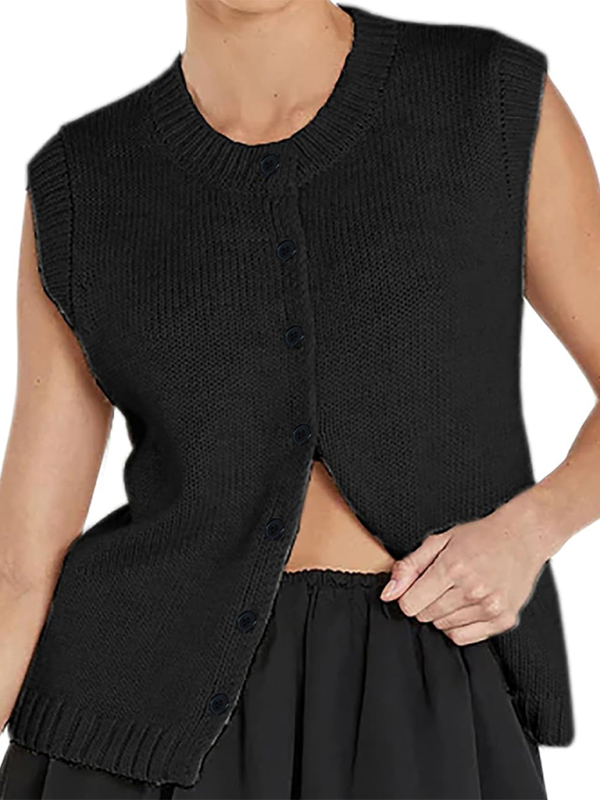 Knitted vest vest casual versatile single-breasted knitted cardigan top - 4 colours available