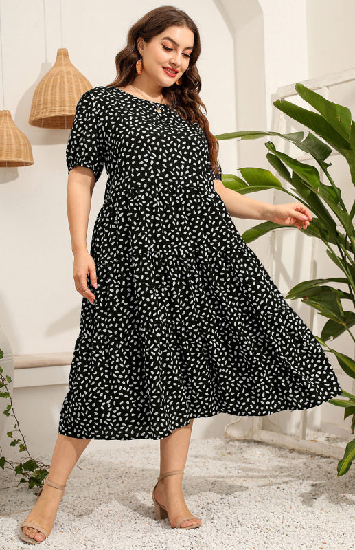 Women's Plus Size Short Sleeve Printed Dress