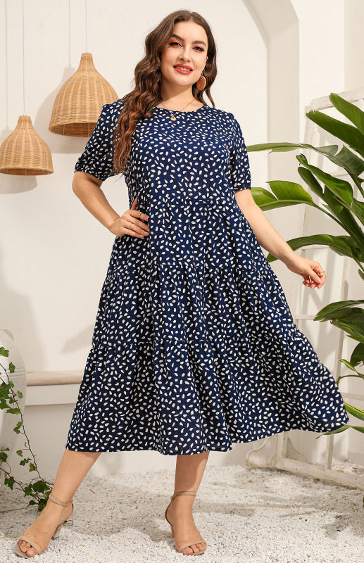 Women's Plus Size Short Sleeve Printed Dress