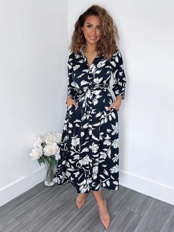 Women's Bright Print Button Front Midi Dress - 2 colours available
