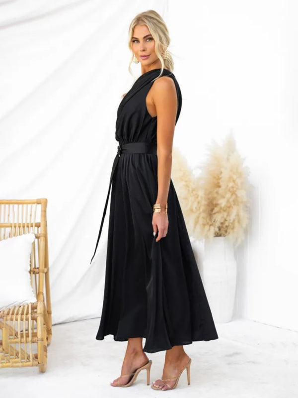 Women's One Shoulder Slim Waist Strapless Backless Dress - 9 colours available